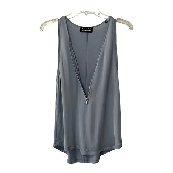 The Kooples Sport Silk Sleeveless Half Zip Front Women’s top Blue - Picture 8 of 15
